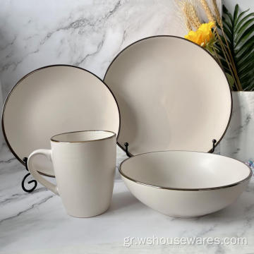 Stoneware White Color Glaze Sets 16pc
